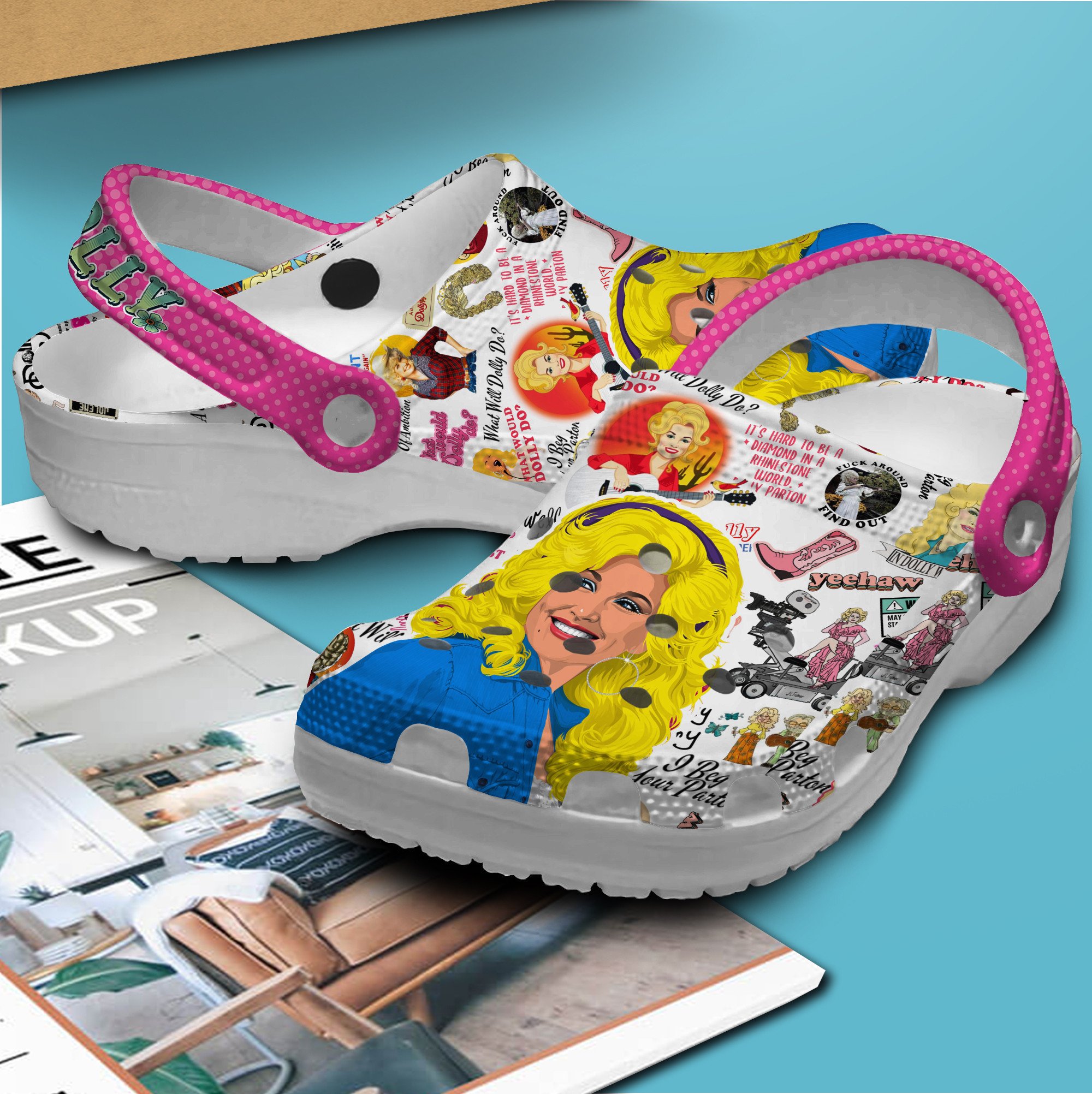 Merchidea Dolly Parton Music Crocs Crocband Clogs Shoes Comfortable For Men Women and Kids