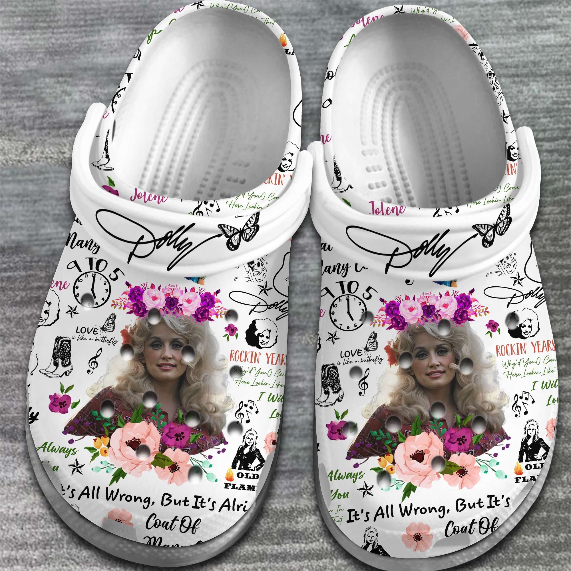 Merchidea Dolly Parton Music Crocs Crocband Clogs Shoes Comfortable For Men Women and Kids