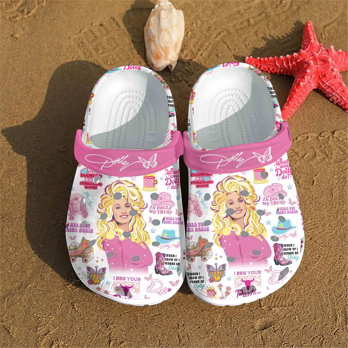 Merchidea Dolly Parton Music Crocs Crocband Clogs Shoes Comfortable For Men Women and Kids