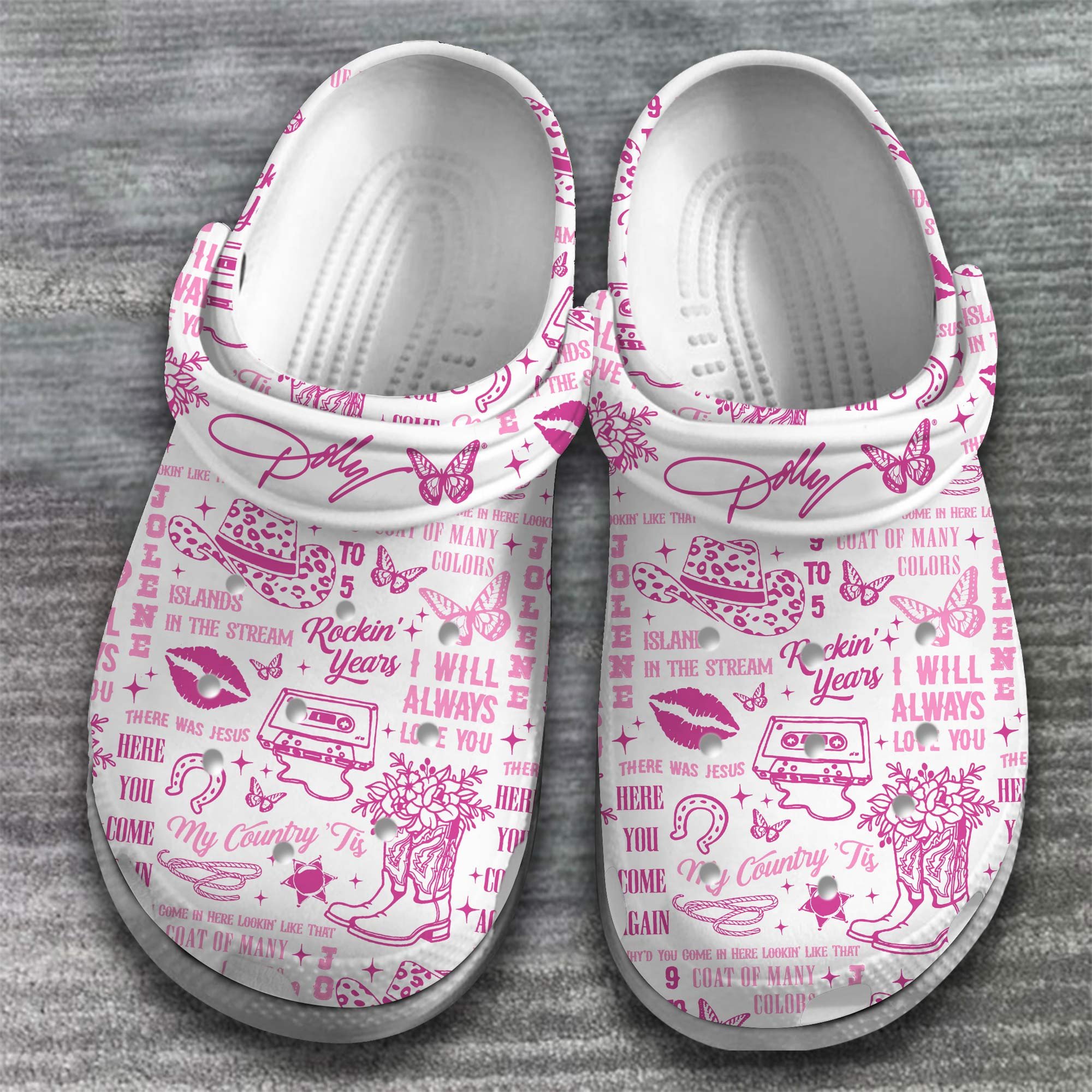 Merchidea Dolly Parton Music Crocs Crocband Clogs Shoes Comfortable For Men Women and Kids