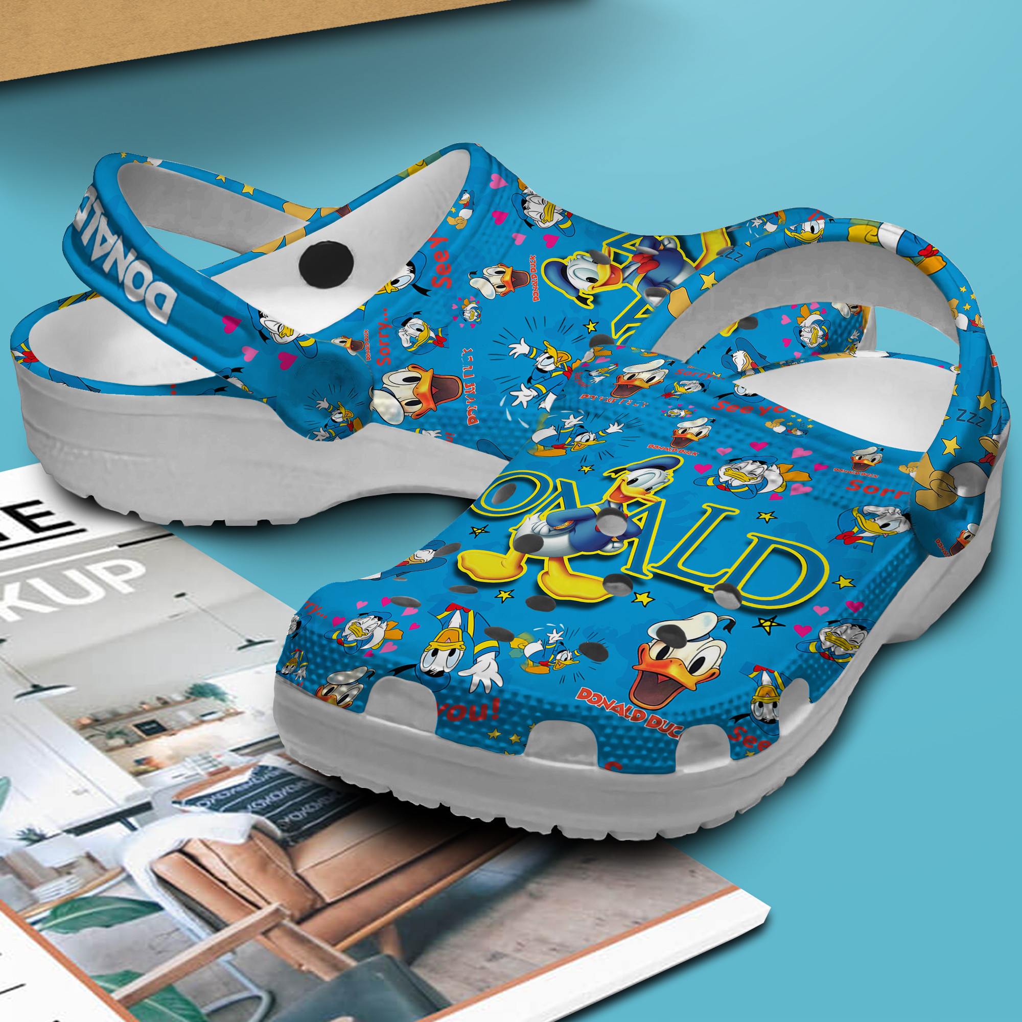 Merchidea Donald Duck Disney Cartoon Crocs Crocband Clogs Shoes Comfortable For Men Women and Kids