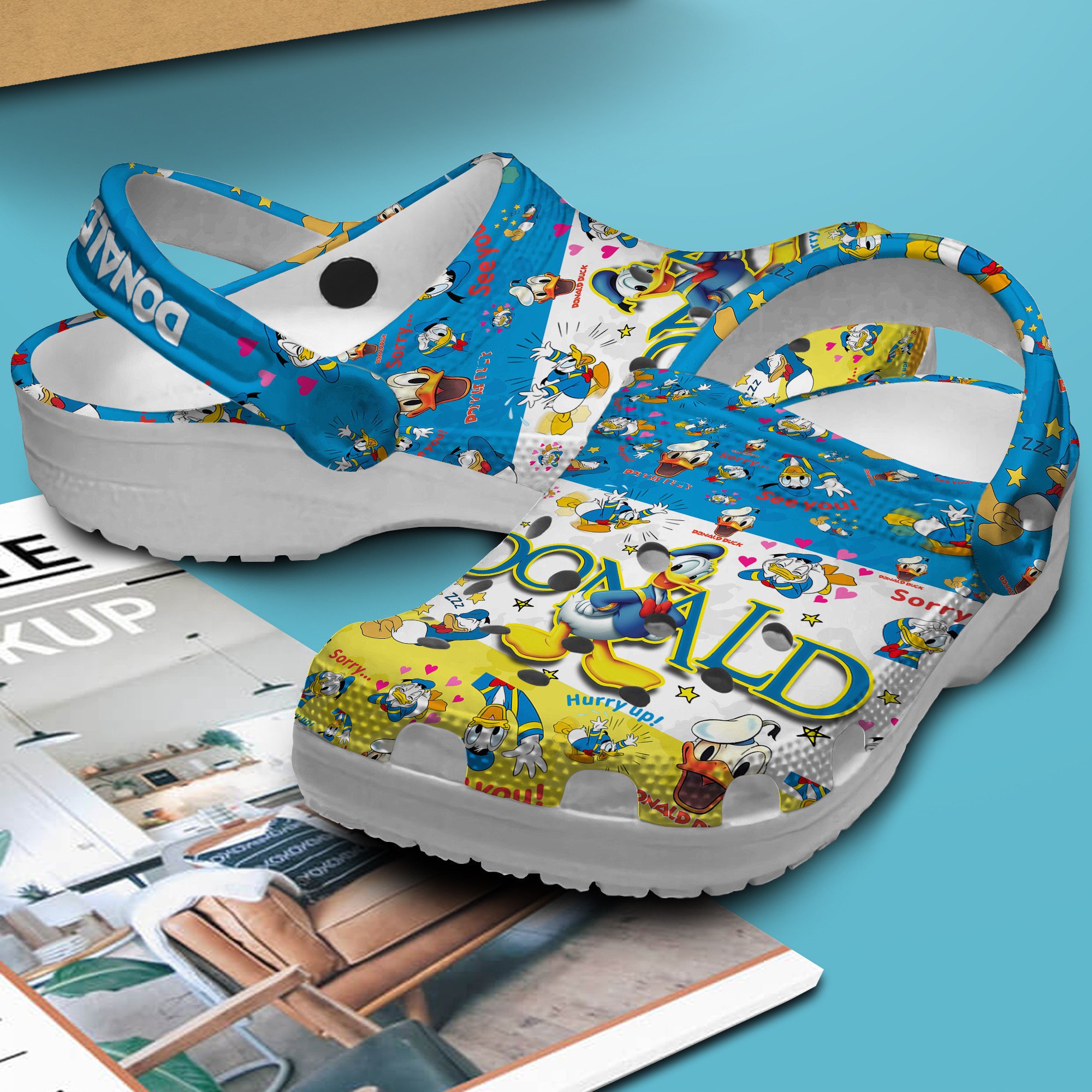 Merchidea Donald Duck Disney Cartoon Crocs Crocband Clogs Shoes Comfortable For Men Women and Kids