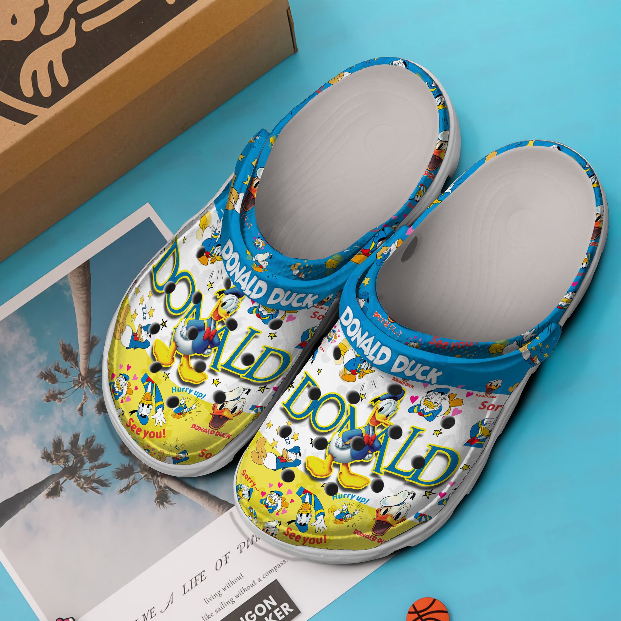 Merchidea Donald Duck Disney Cartoon Crocs Crocband Clogs Shoes Comfortable For Men Women and Kids