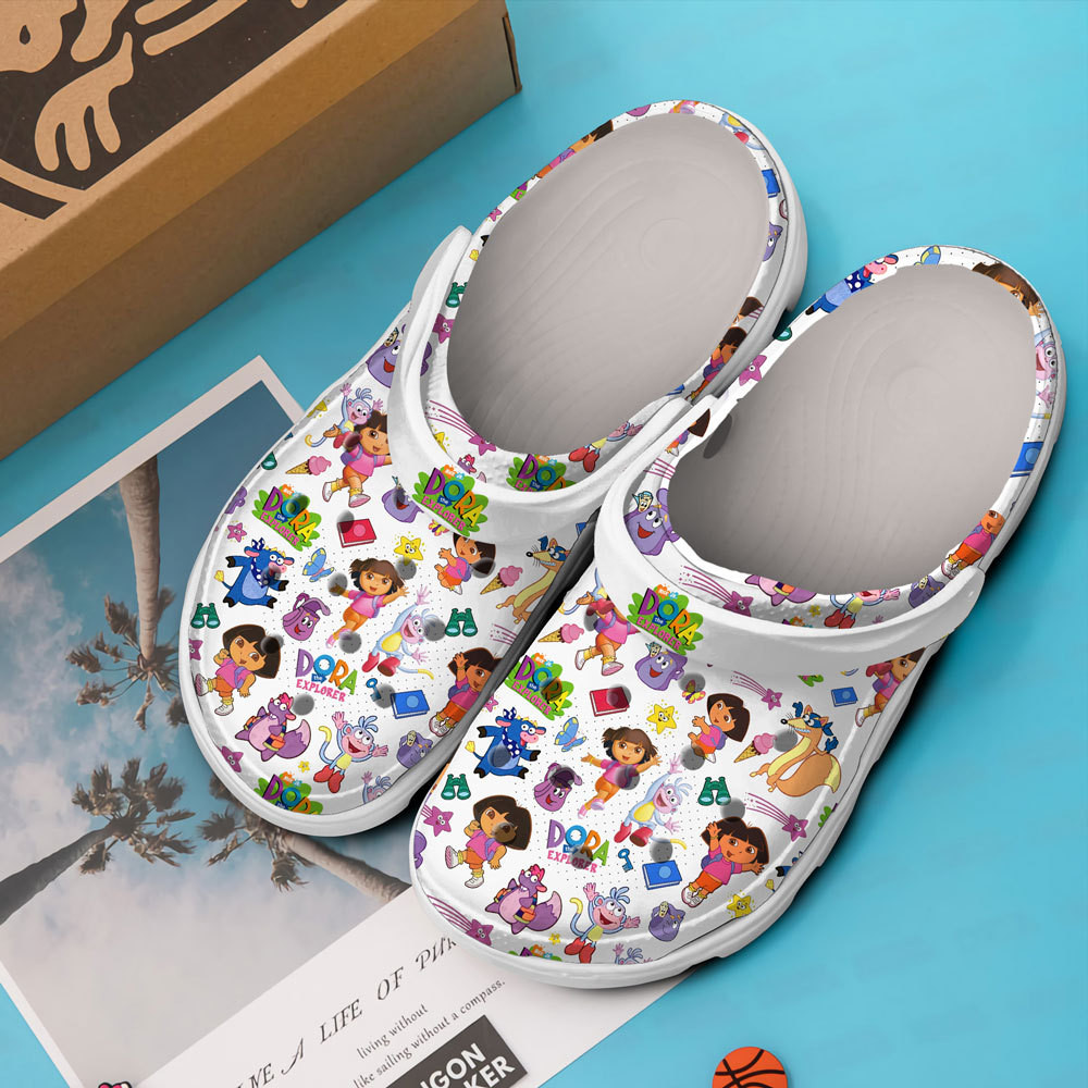 Merchidea Dora the Explorer Cartoon Crocs Crocband Clogs Shoes Comfortable For Men Women and Kids