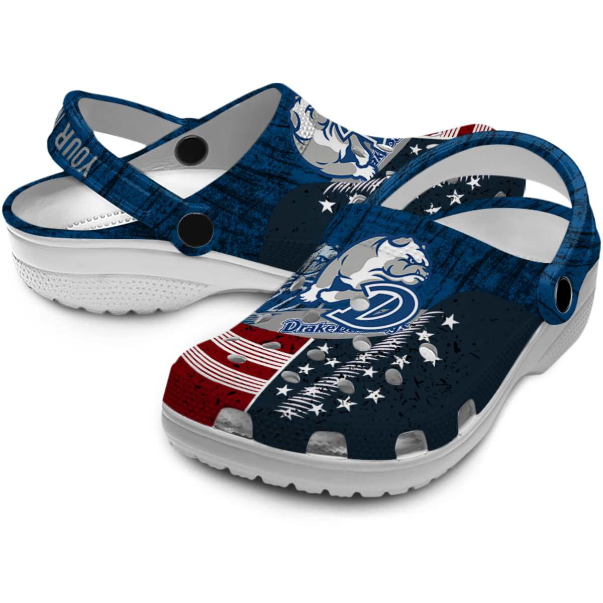 Merchidea Drake Bulldogs NCAA Sport Crocs Crocband Clogs Shoes Comfortable For Men Women and Kids
