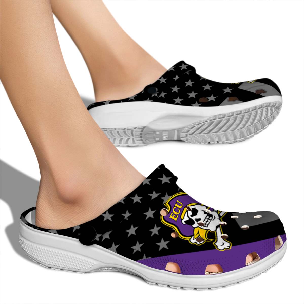 Merchidea East Carolina Pirates NCAA Sport Crocs Crocband Clogs Shoes Comfortable For Men Women and Kids
