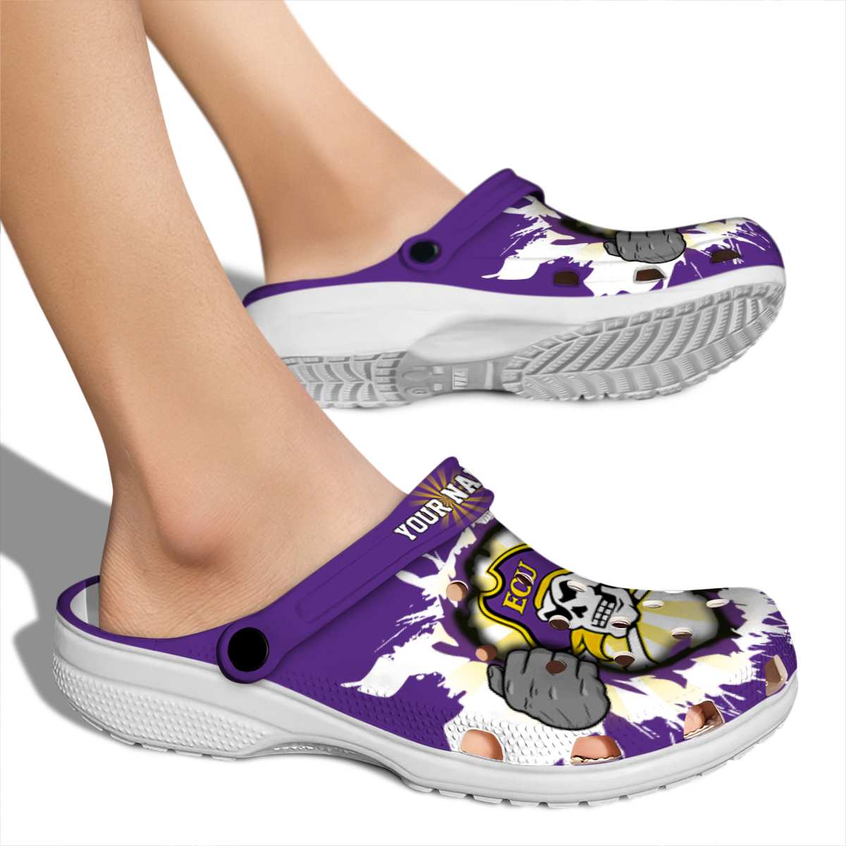 Merchidea East Carolina Pirates NCAA Sport Crocs Crocband Clogs Shoes Comfortable For Men Women and Kids