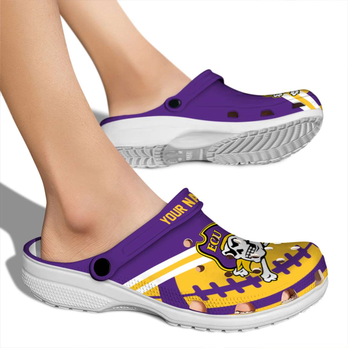 Merchidea East Carolina Pirates NCAA Sport Crocs Crocband Clogs Shoes Comfortable For Men Women and Kids