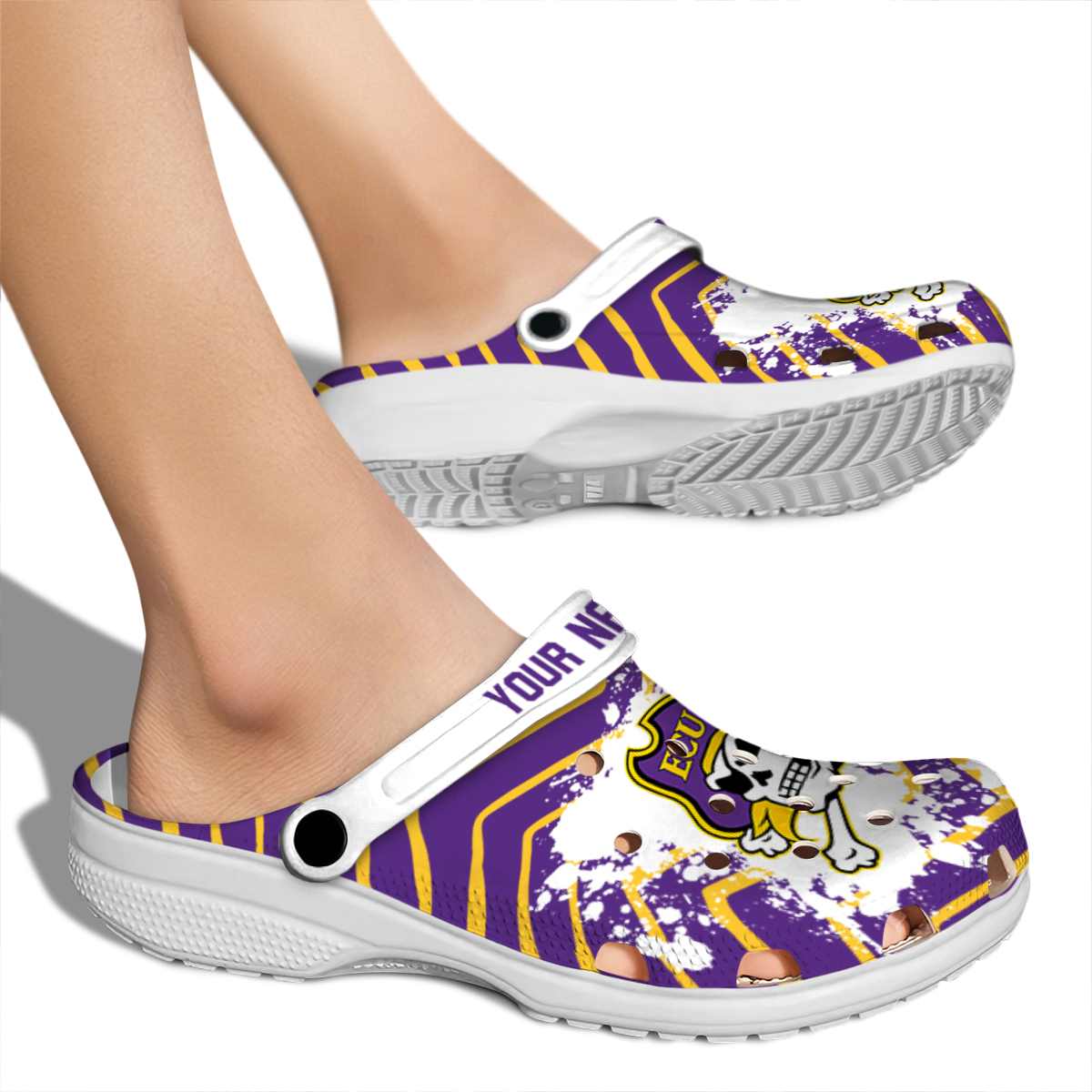 Merchidea East Carolina Pirates NCAA Sport Crocs Crocband Clogs Shoes Comfortable For Men Women and Kids