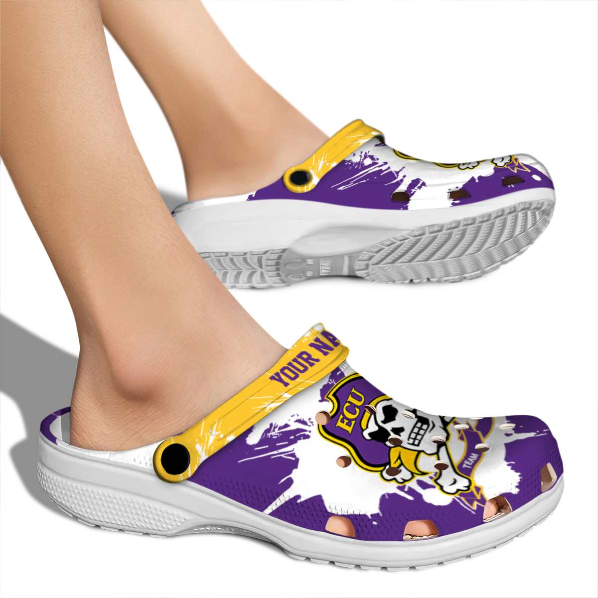Merchidea East Carolina Pirates NCAA Sport Crocs Crocband Clogs Shoes Comfortable For Men Women and Kids