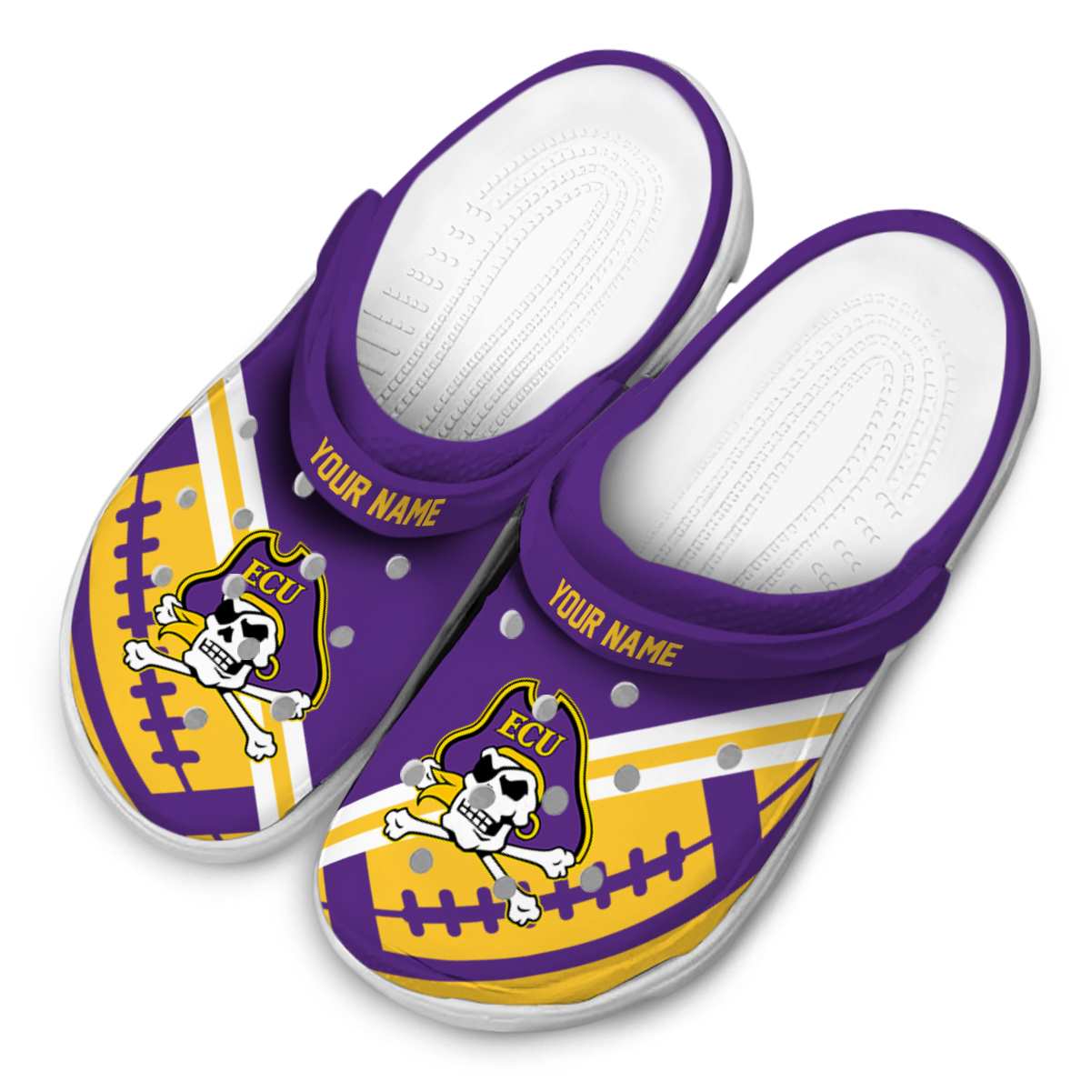 Merchidea East Carolina Pirates NCAA Sport Crocs Crocband Clogs Shoes Comfortable For Men Women and Kids