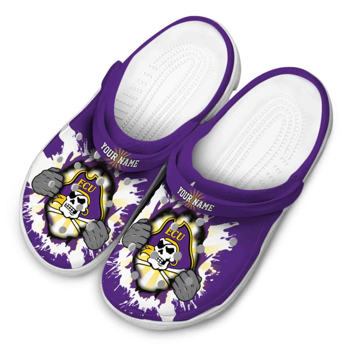 Merchidea East Carolina Pirates NCAA Sport Crocs Crocband Clogs Shoes Comfortable For Men Women and Kids