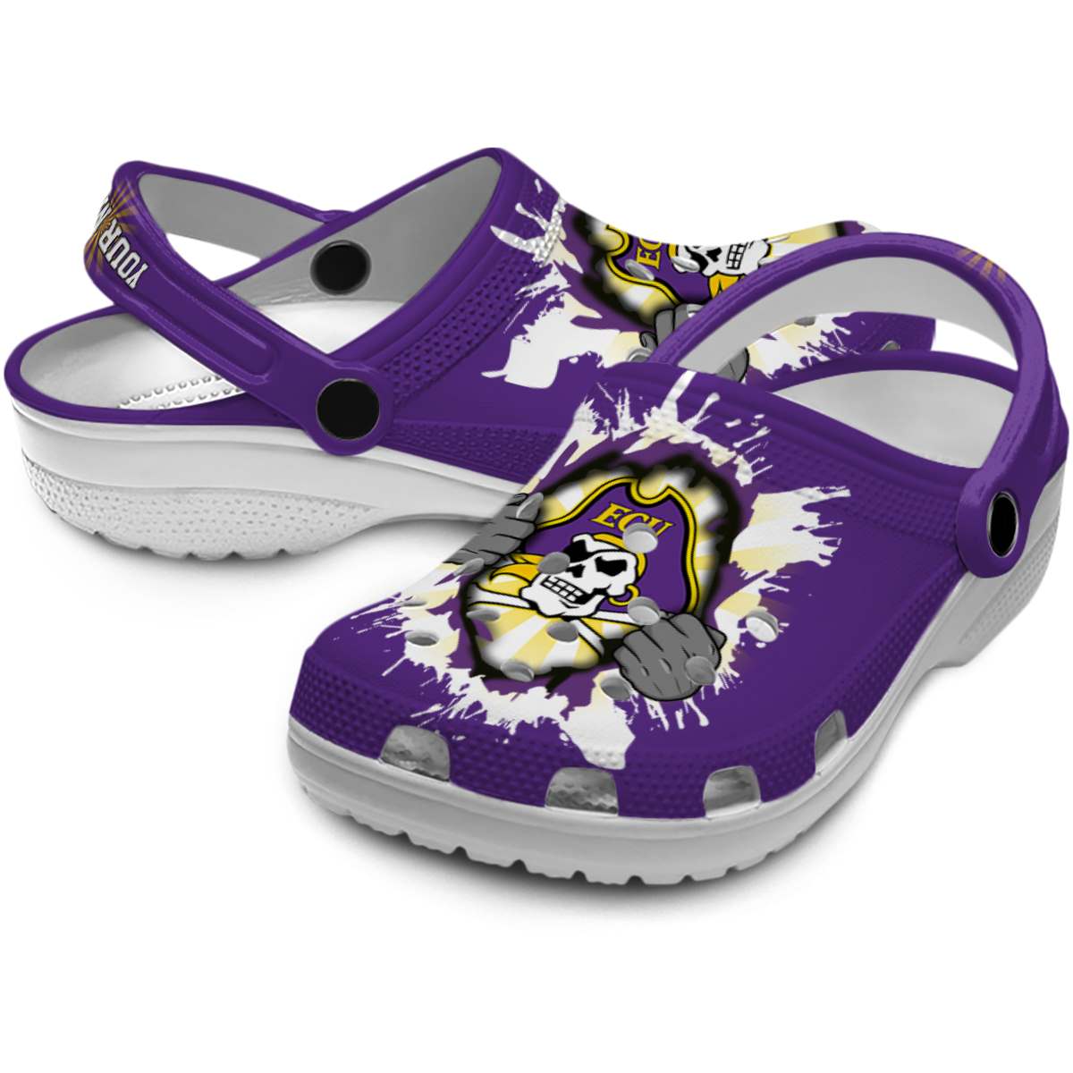Merchidea East Carolina Pirates NCAA Sport Crocs Crocband Clogs Shoes Comfortable For Men Women and Kids