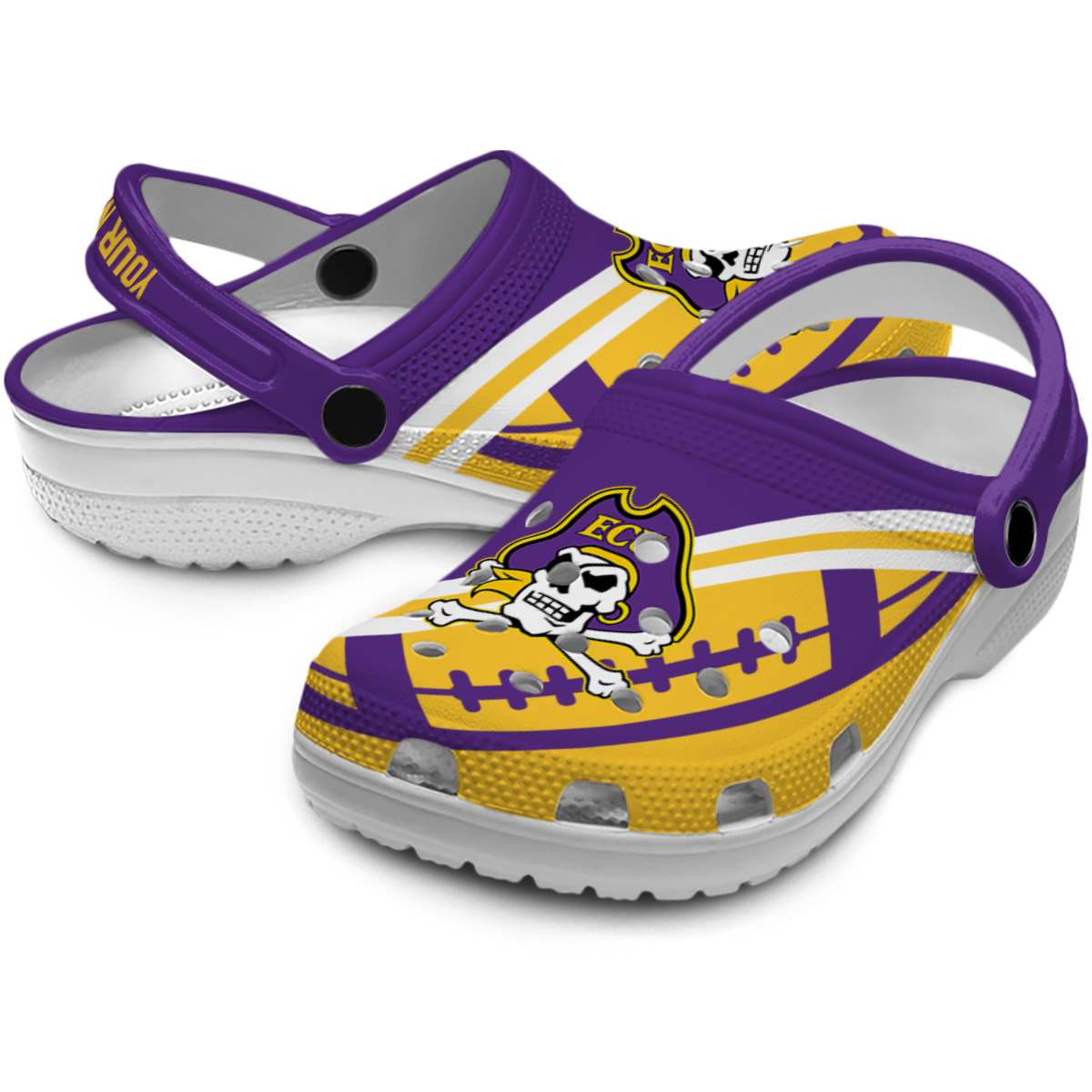 Merchidea East Carolina Pirates NCAA Sport Crocs Crocband Clogs Shoes Comfortable For Men Women and Kids