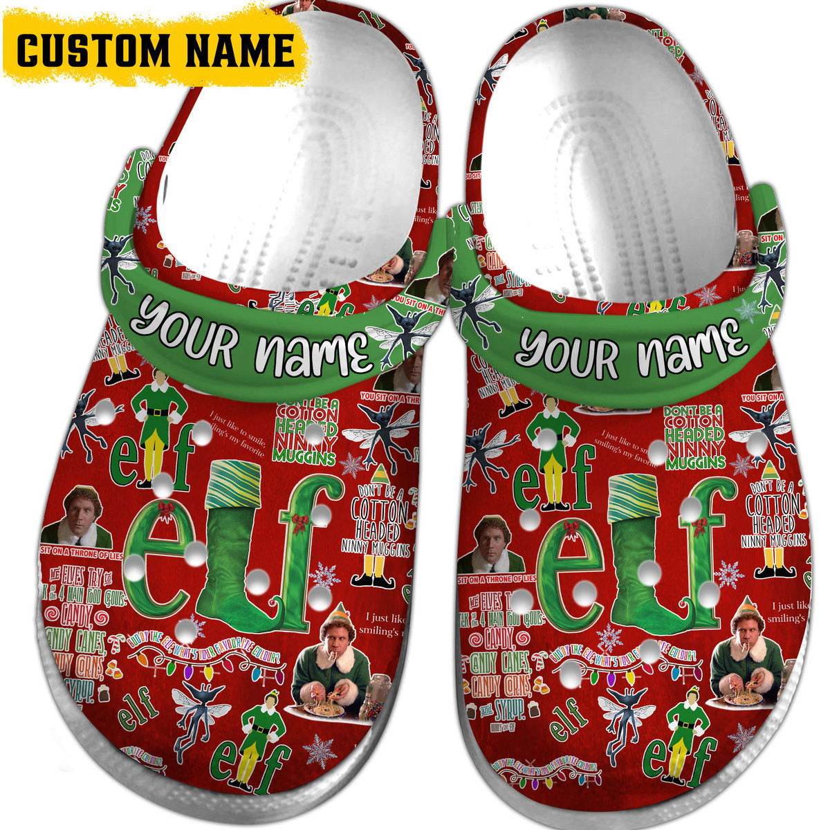 Merchidea Elf Movie Crocs Crocband Clogs Shoes Comfortable For Men Women and Kids