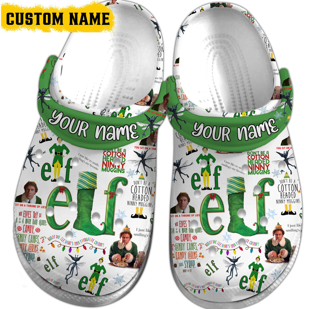 Merchidea Elf Movie Crocs Crocband Clogs Shoes Comfortable For Men Women and Kids