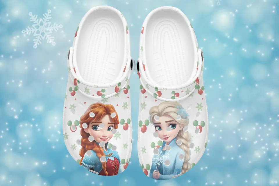 Merchidea Elsa And Anna Frozen Movie Crocs Crocband Clogs Shoes Comfortable For Men Women and Kids