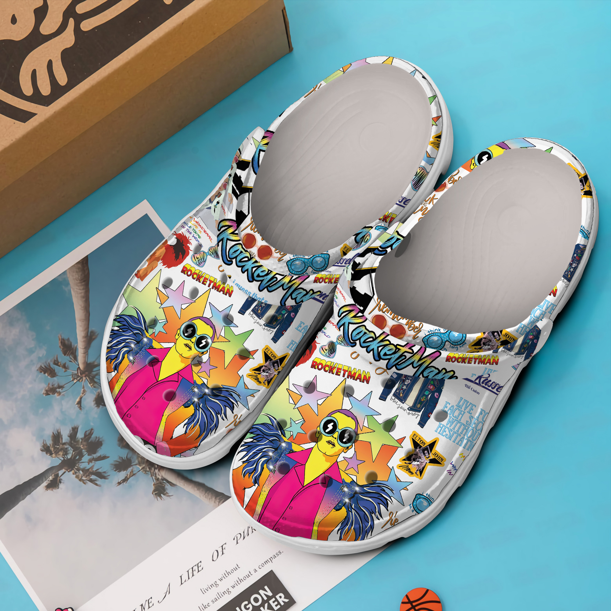 Merchidea Elton John Rocket Man Singer Music Crocs Crocband Clogs Shoes Comfortable For Men Women and Kids
