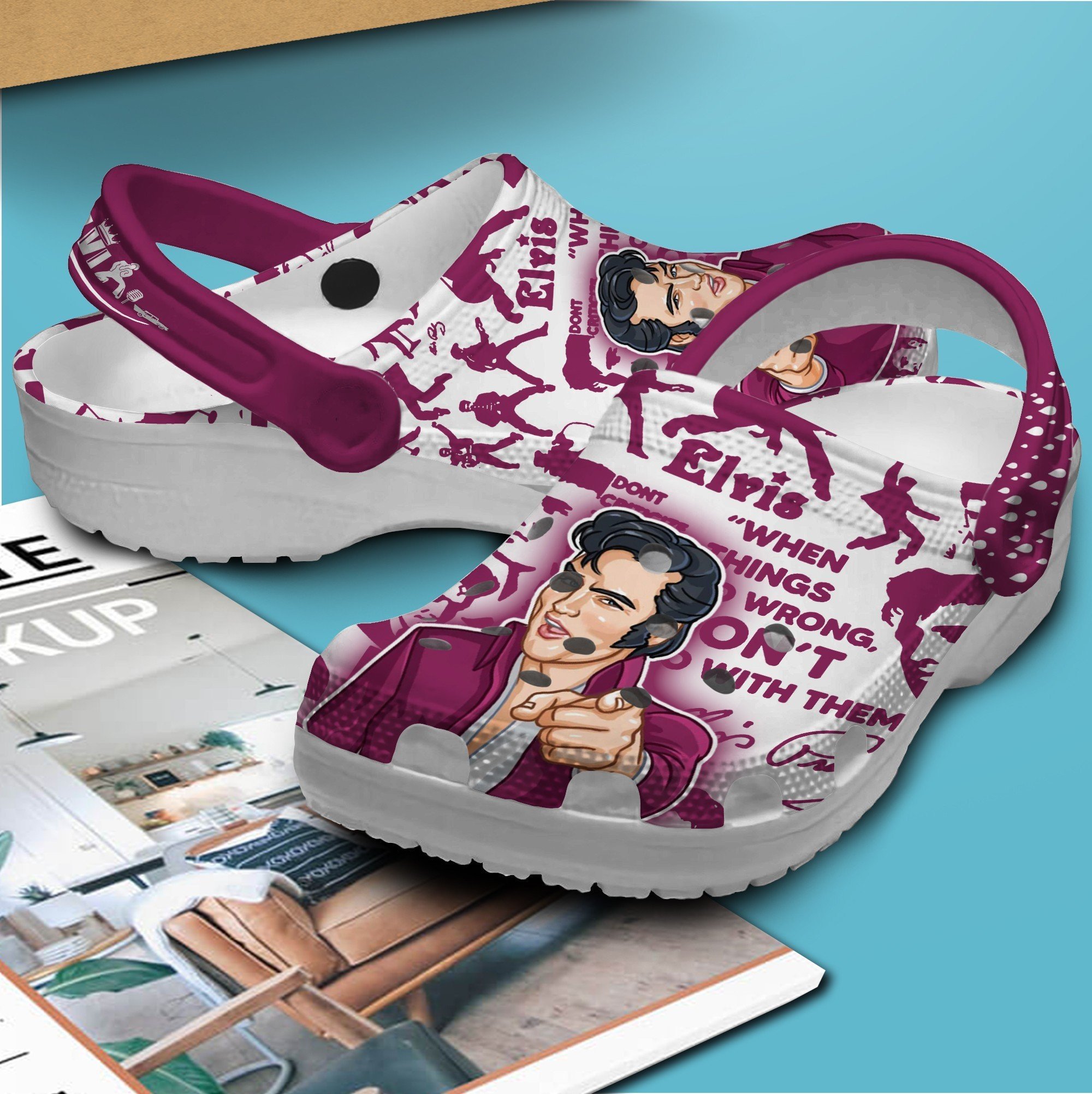 Merchidea Elvis Presley Music Crocs Crocband Clogs Shoes Comfortable For Men Women and Kids