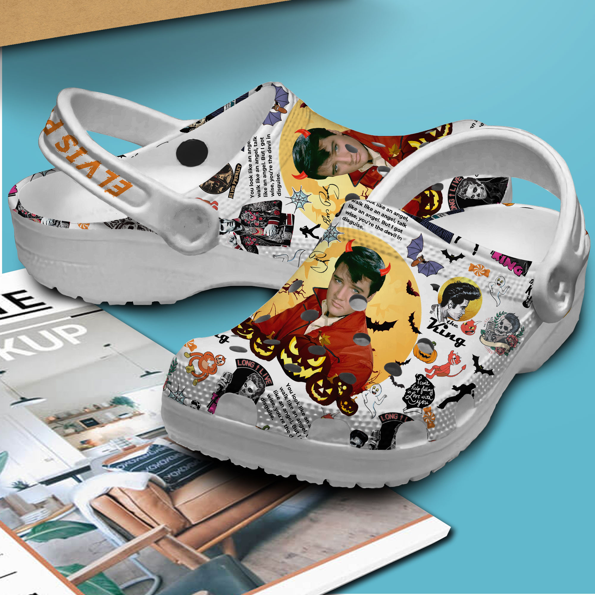 Merchidea Elvis Presley Music Crocs Crocband Clogs Shoes Comfortable For Men Women and Kids