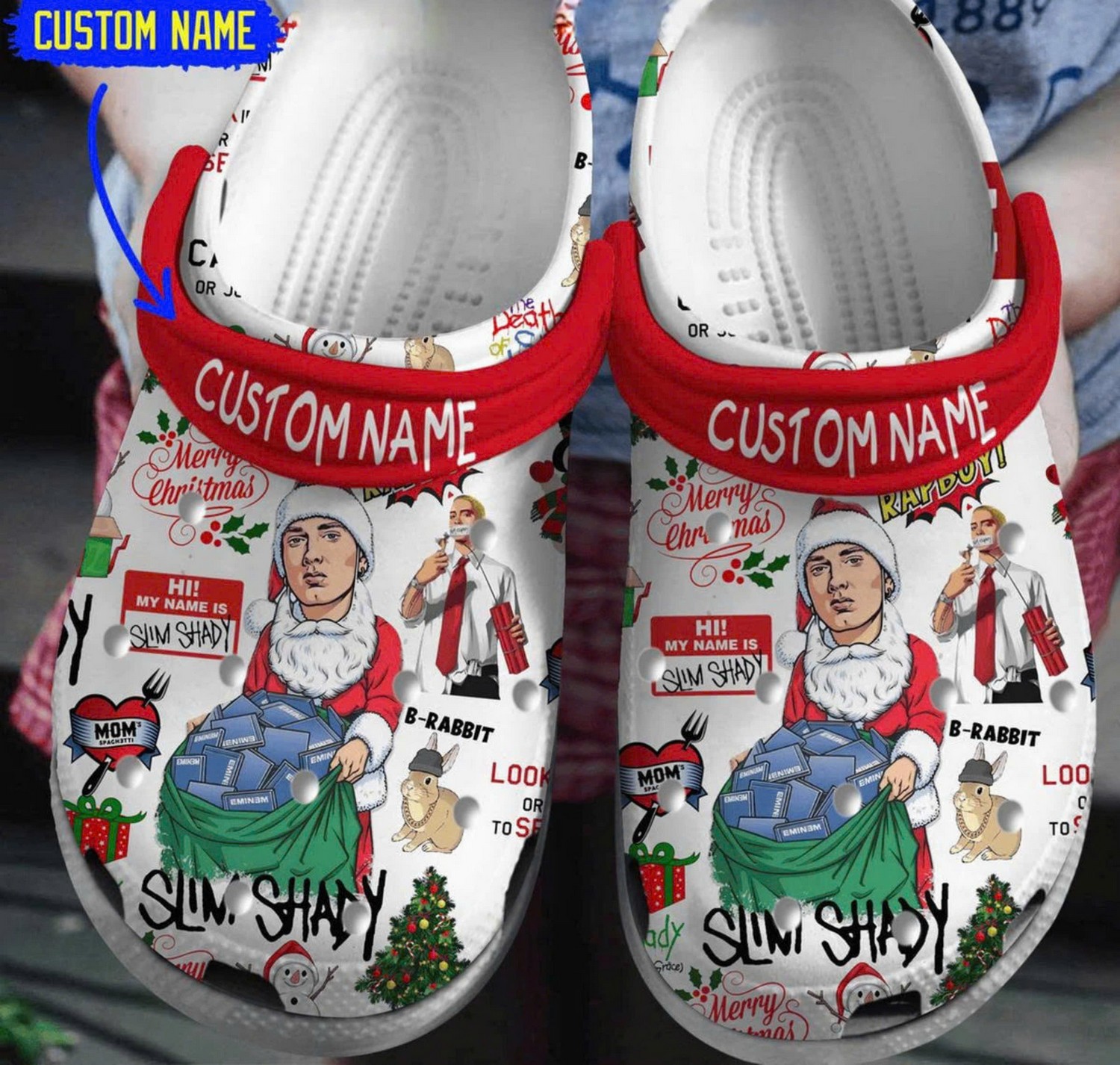 Merchidea Eminem Music Christmas Crocs Crocband Clogs Shoes Comfortable For Men Women and Kids