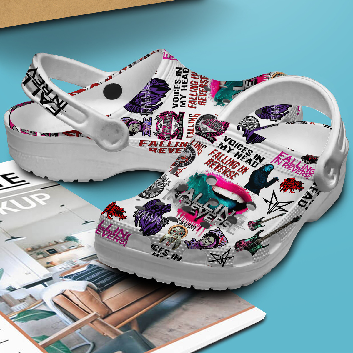 Merchidea Falling In Reverse Band Music Premium Crocs Crocband Clogs Shoes Comfortable For Men Women and Kids