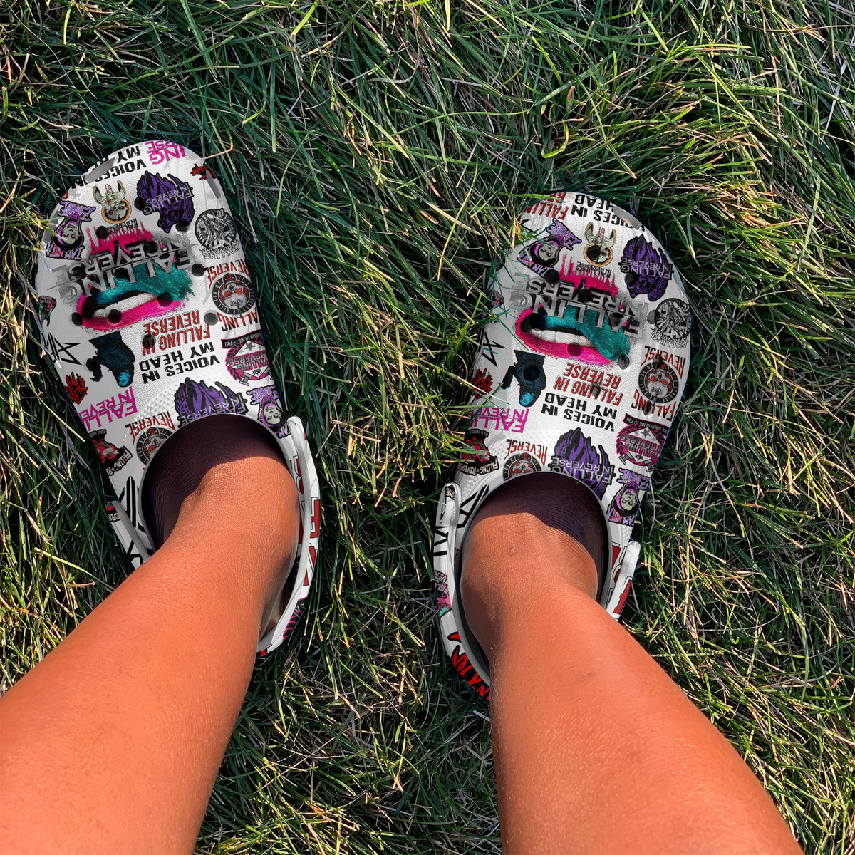 Merchidea Falling In Reverse Band Music Premium Crocs Crocband Clogs Shoes Comfortable For Men Women and Kids