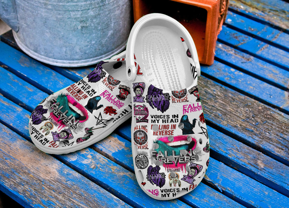 Merchidea Falling In Reverse Band Music Premium Crocs Crocband Clogs Shoes Comfortable For Men Women and Kids