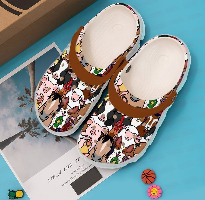Merchidea Farmer Animals Doodle Classic Clogs Shoes