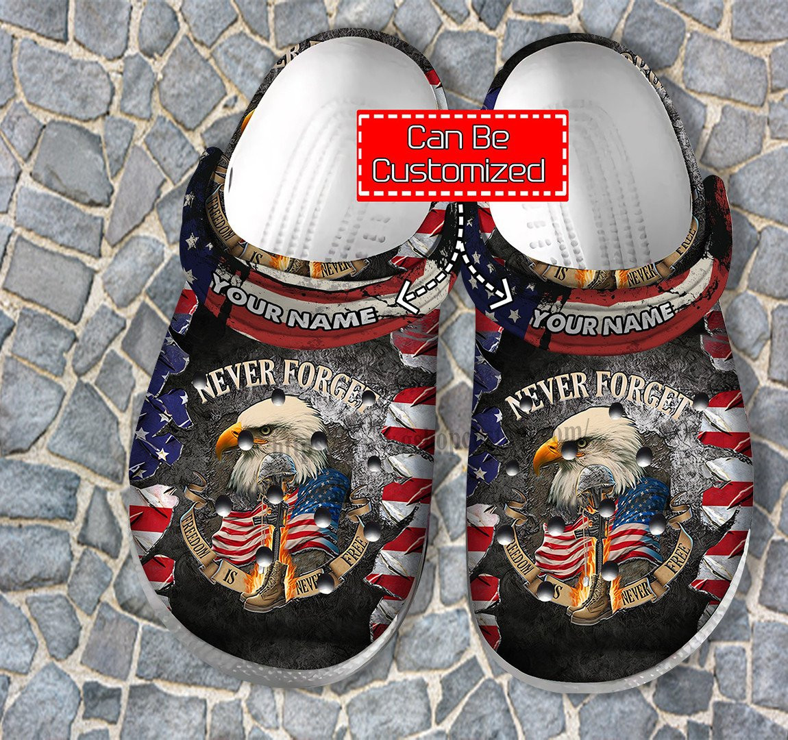 Merchidea Father Day 2022 Military Eagle Shoes For Men - Army Veteran Usa Flag Shoes Croc Clogs Customize 4Th Of July