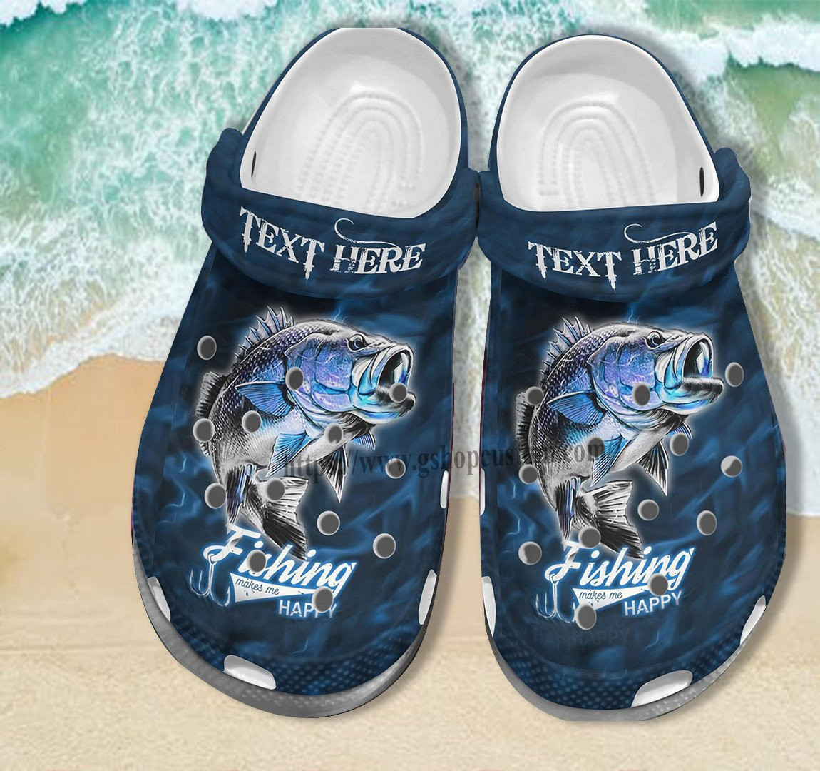 Merchidea Father Day Fishing Croc Shoes Gift For Husband Son- Hook Fish Shoes Croc Clogs Customize Name