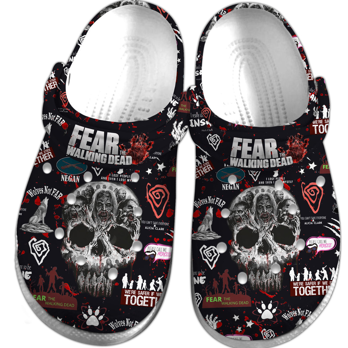 Merchidea Fear The Walking Dead TV Series Crocs Crocband Clogs Shoes Comfortable For Men Women and Kids