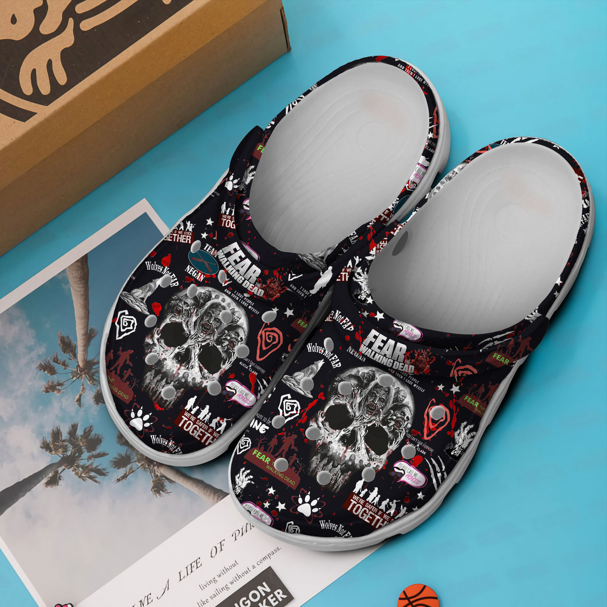 Merchidea Fear The Walking Dead TV Series Crocs Crocband Clogs Shoes Comfortable For Men Women and Kids