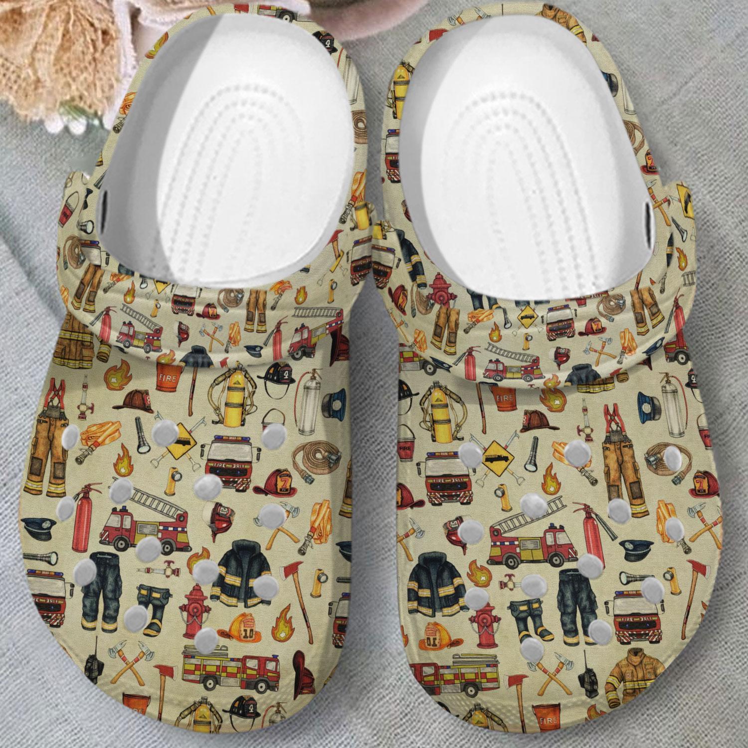 Merchidea Firefighter Crocs Crocband Clogs Shoes Comfortable For Men Women and Kids