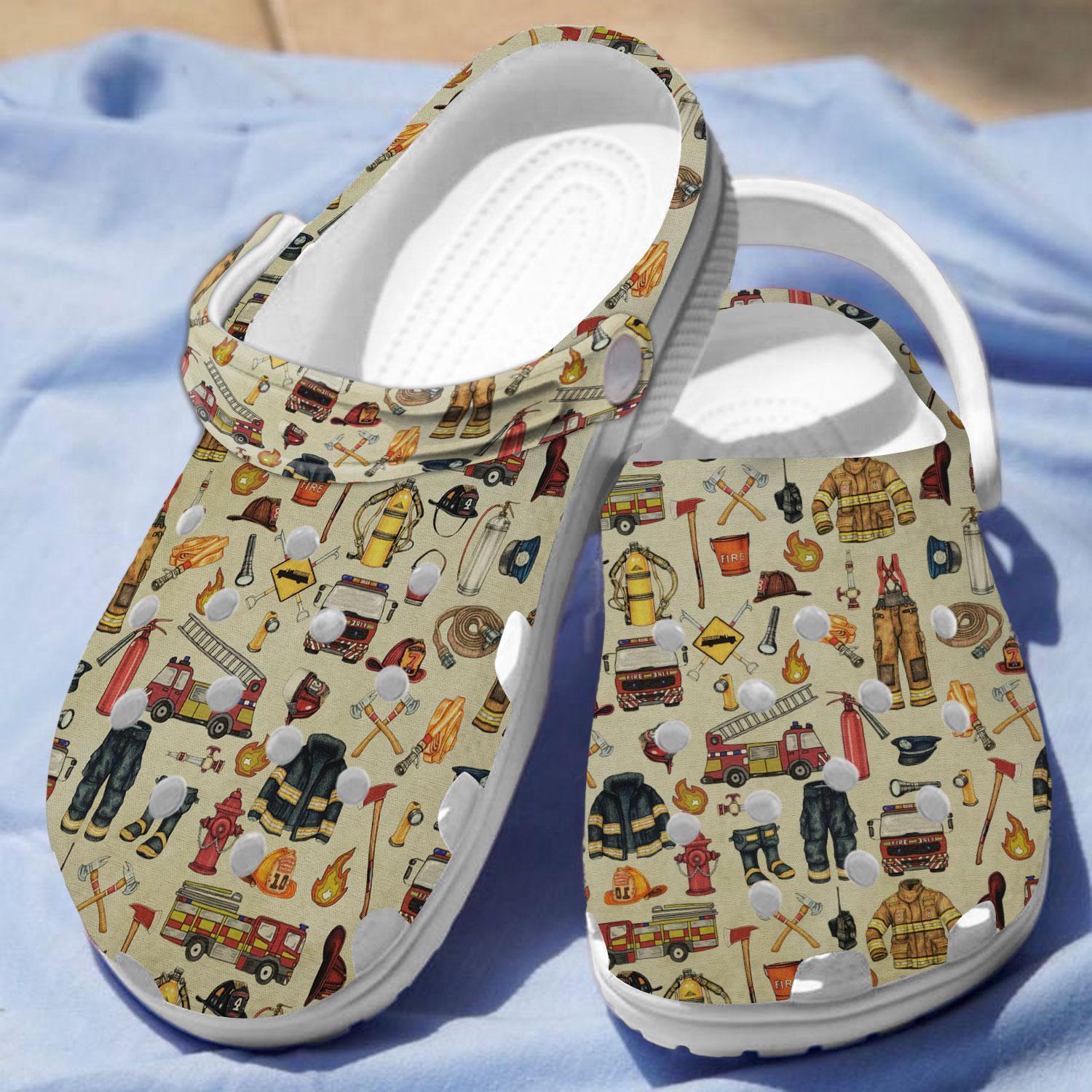 Merchidea Firefighter Crocs Crocband Clogs Shoes Comfortable For Men Women and Kids