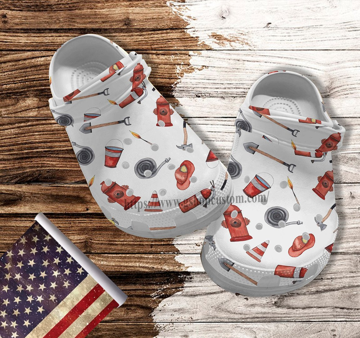 Merchidea Firefighter Wife Croc Shoes Gift Mother Day 2022- Girl Love Firefighter Shoes Croc Clogs Gift Grandma