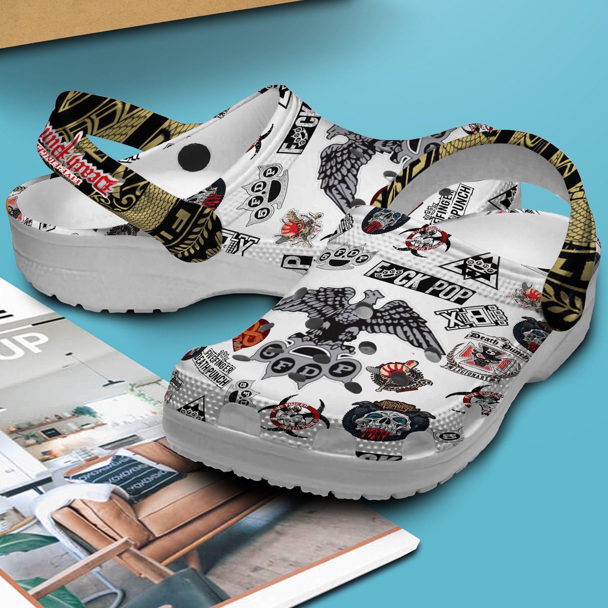 Merchidea Five Finger Death Punch Music Crocs Crocband Clogs Shoes Comfortable For Men Women and Kids