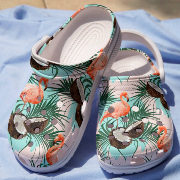 Merchidea Flamingo Coconut Tropical Forest Crocs Crocband Clogs Shoes Comfortable For Men Women and Kids