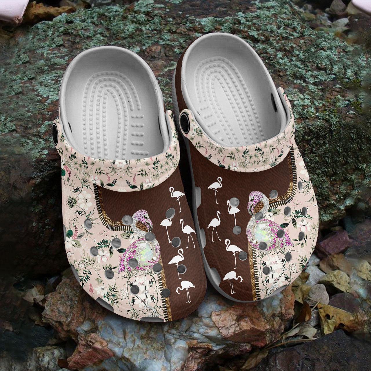 Merchidea Flamingo Floral Crocs Crocband Clogs Shoes Comfortable For Men Women and Kids