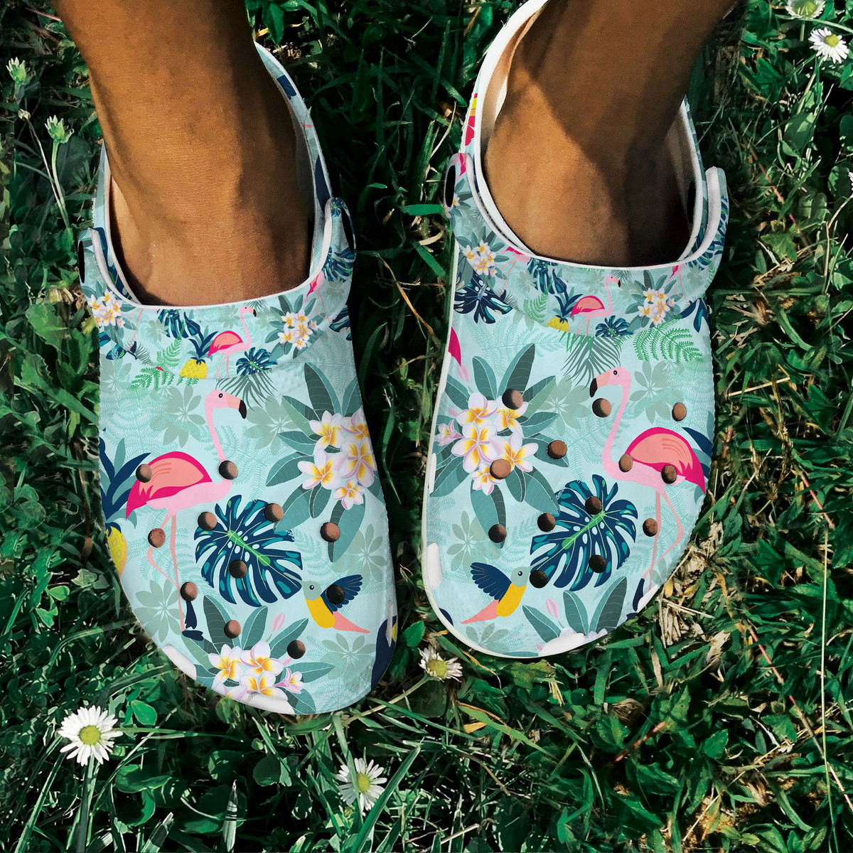 Merchidea Flamingo Floral Crocs Crocband Clogs Shoes Comfortable For Men Women and Kids