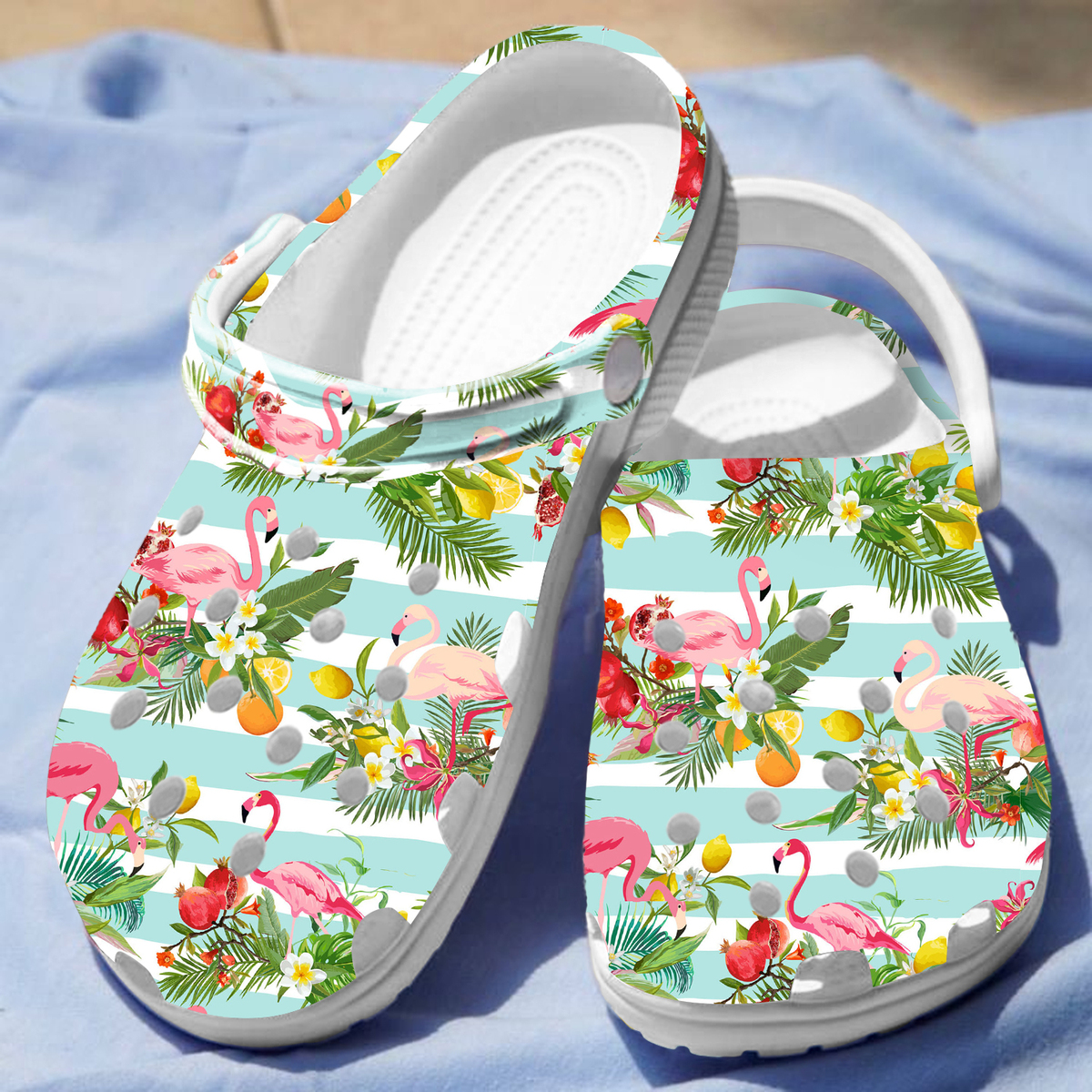 Merchidea Flamingo Floral Crocs Crocband Clogs Shoes Comfortable For Men Women and Kids