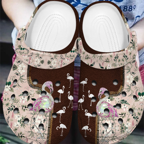 Merchidea Flamingo Floral Crocs Crocband Clogs Shoes Comfortable For Men Women and Kids