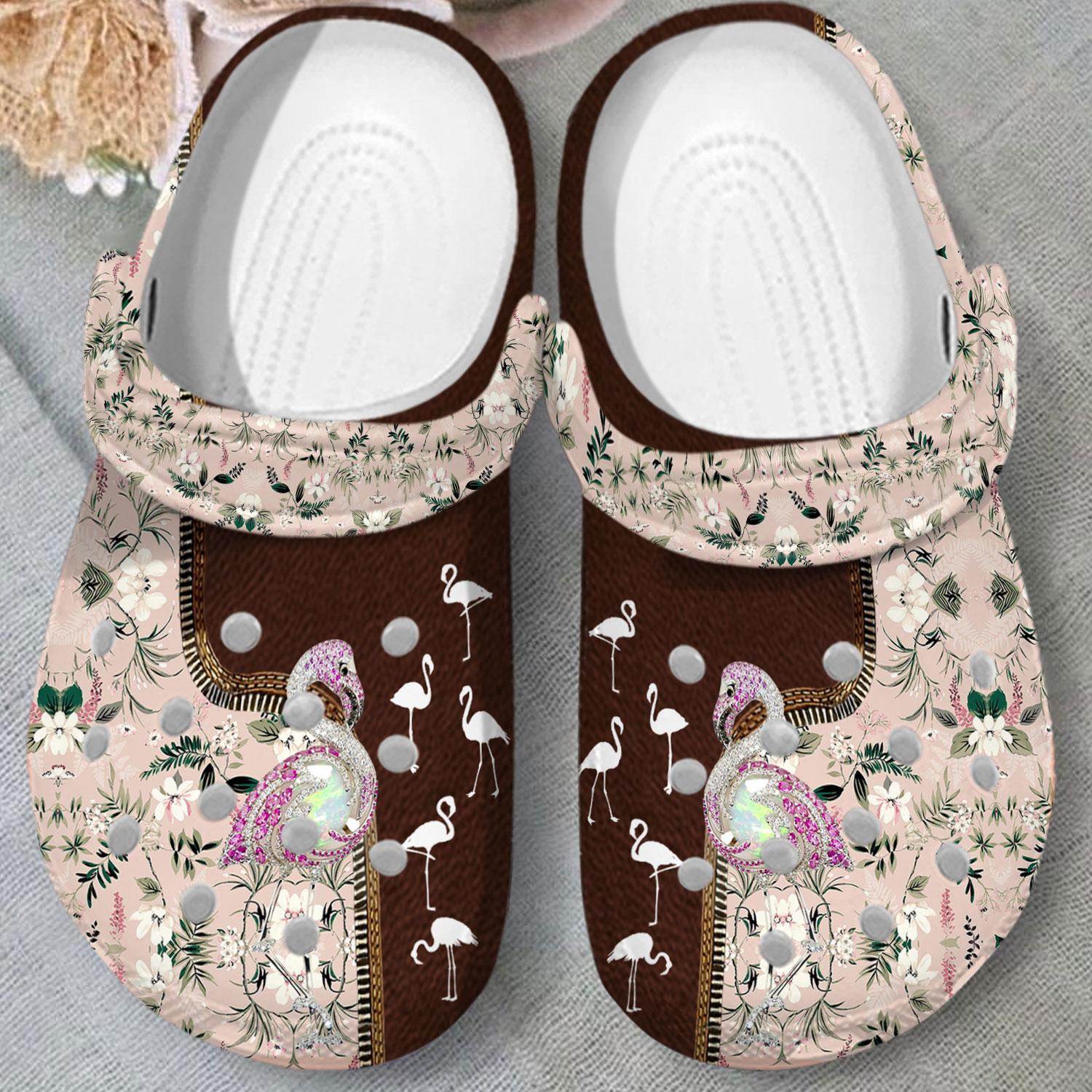 Merchidea Flamingo Floral Crocs Crocband Clogs Shoes Comfortable For Men Women and Kids