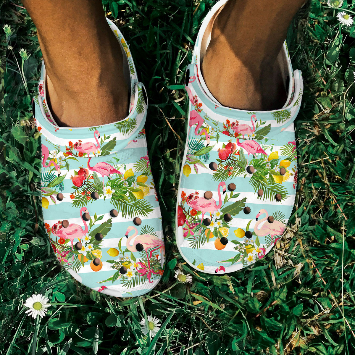 Merchidea Flamingo Floral Crocs Crocband Clogs Shoes Comfortable For Men Women and Kids