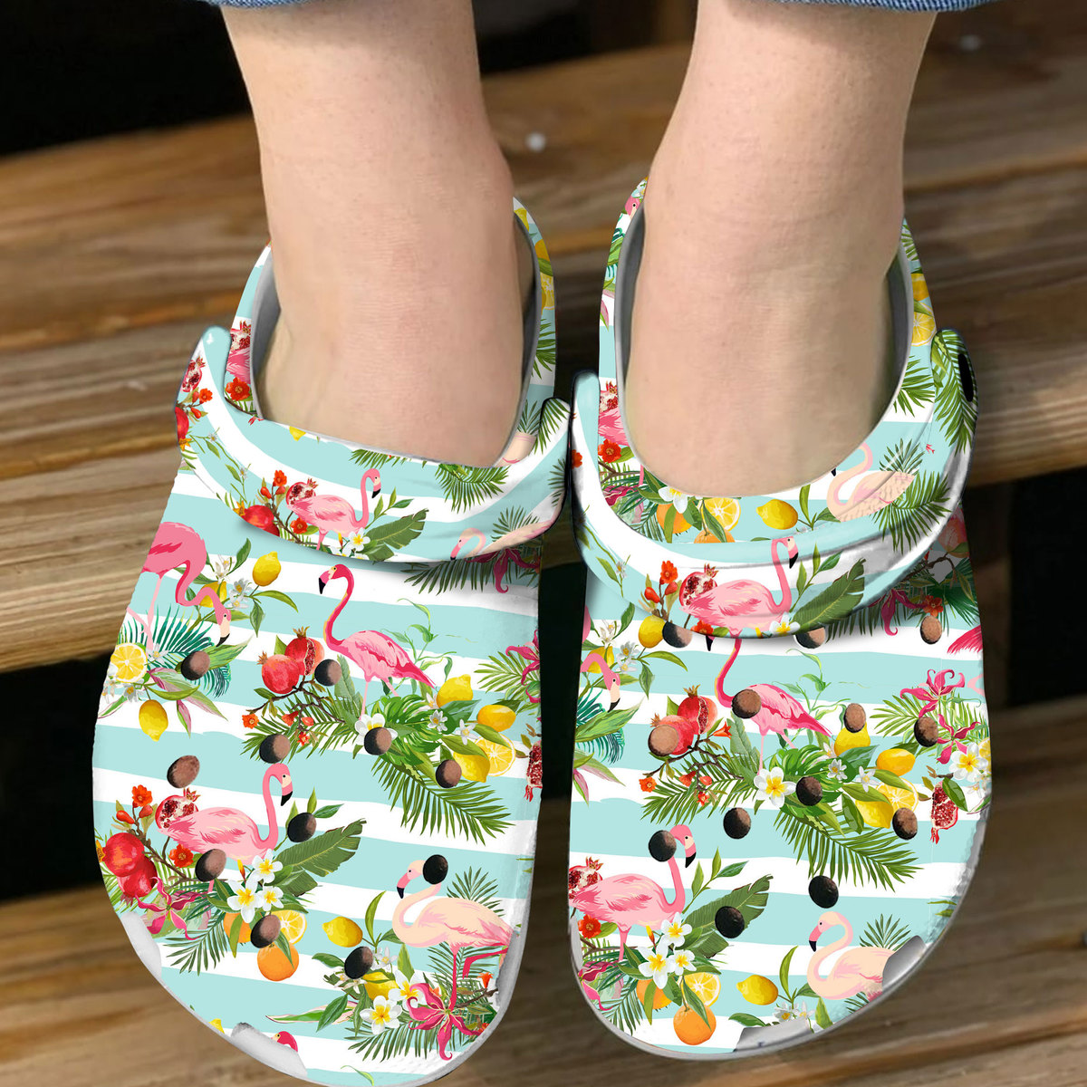 Merchidea Flamingo Floral Crocs Crocband Clogs Shoes Comfortable For Men Women and Kids