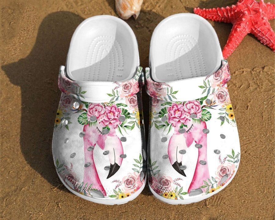 Merchidea Flamingo Flower Watercolor Floral Gift For Lovers Clog Shoes