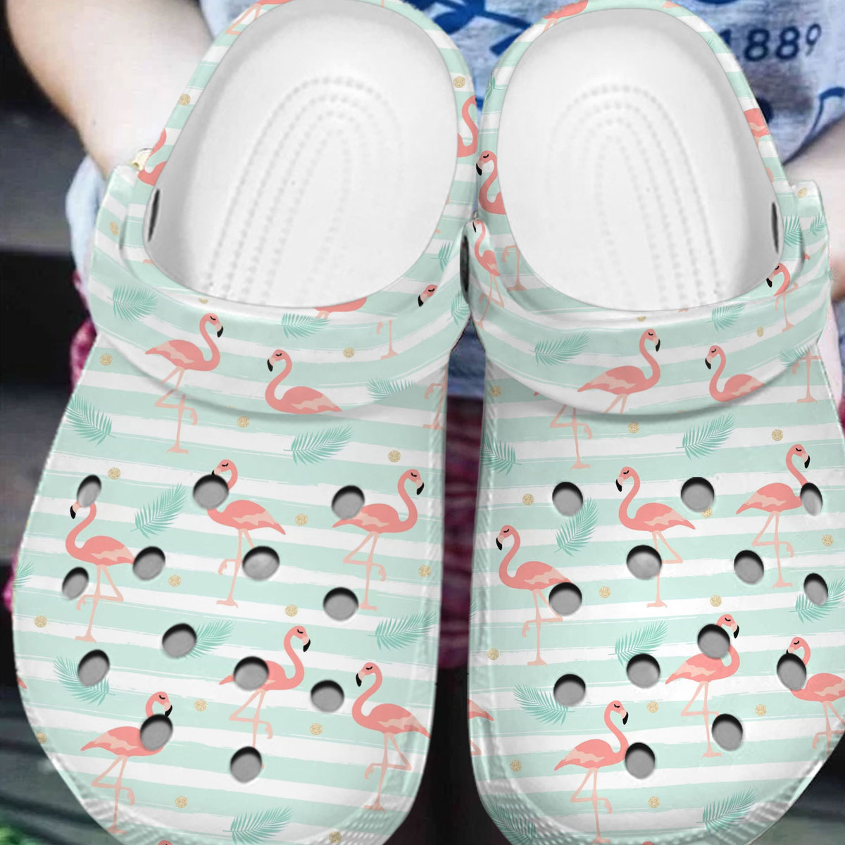 Merchidea Flamingo Glitter Crocs Crocband Clogs Shoes Comfortable For Men Women and Kids