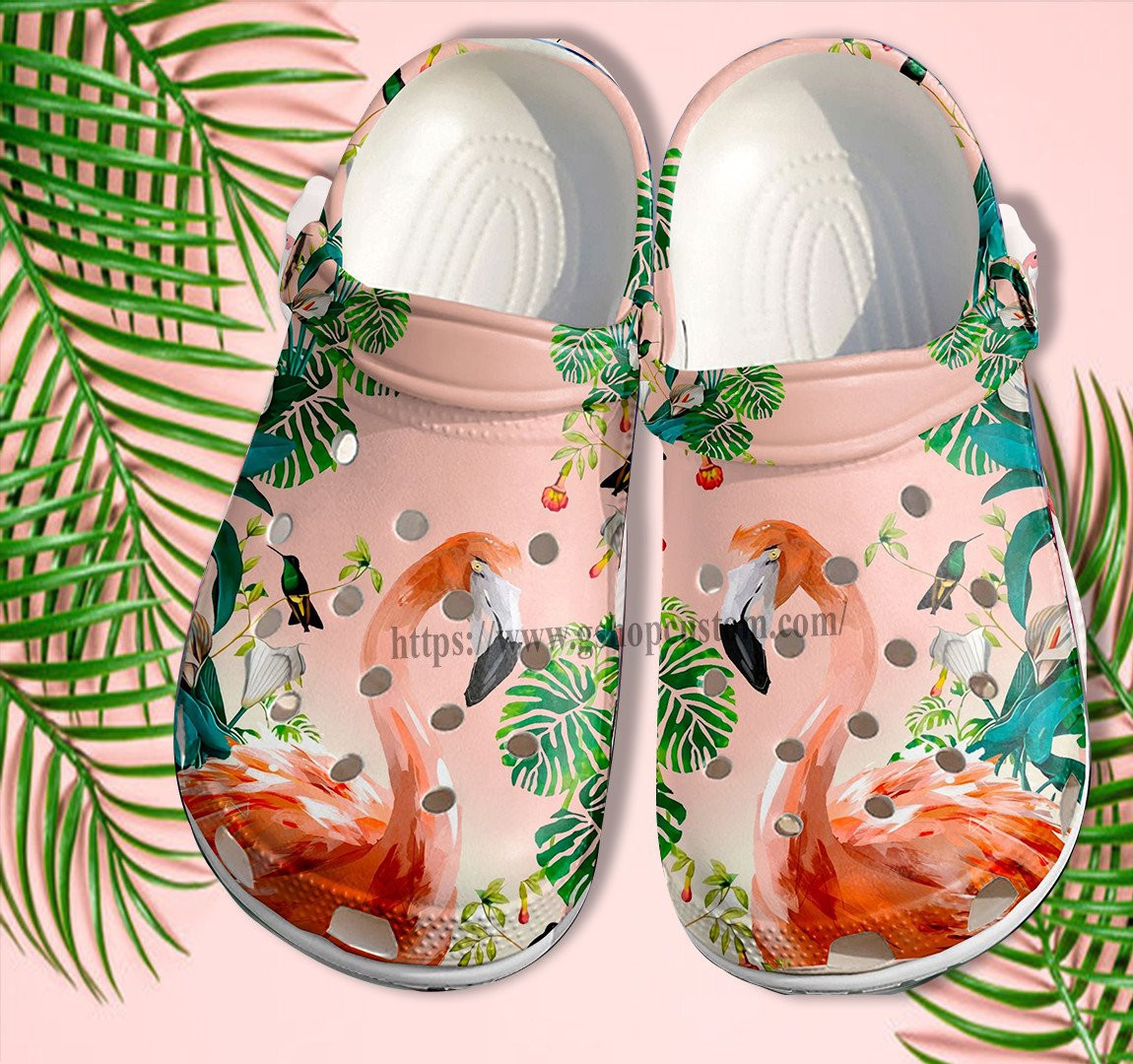 Merchidea Flamingo Look Tropical Croc Shoes For Men Women- Flamingo Shoes Croc Clogs Gift Birthday Girl