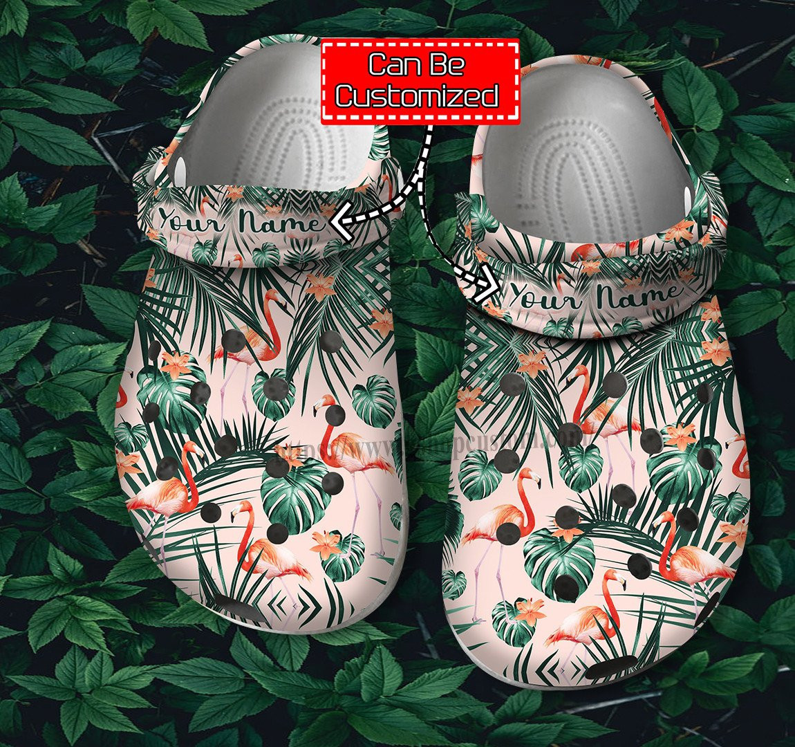 Merchidea Flamingo Tropical Pattern Shoes Birthday Gifts Women Girl- Flamingo Summer Beach Shoes Croc Clogs Customize