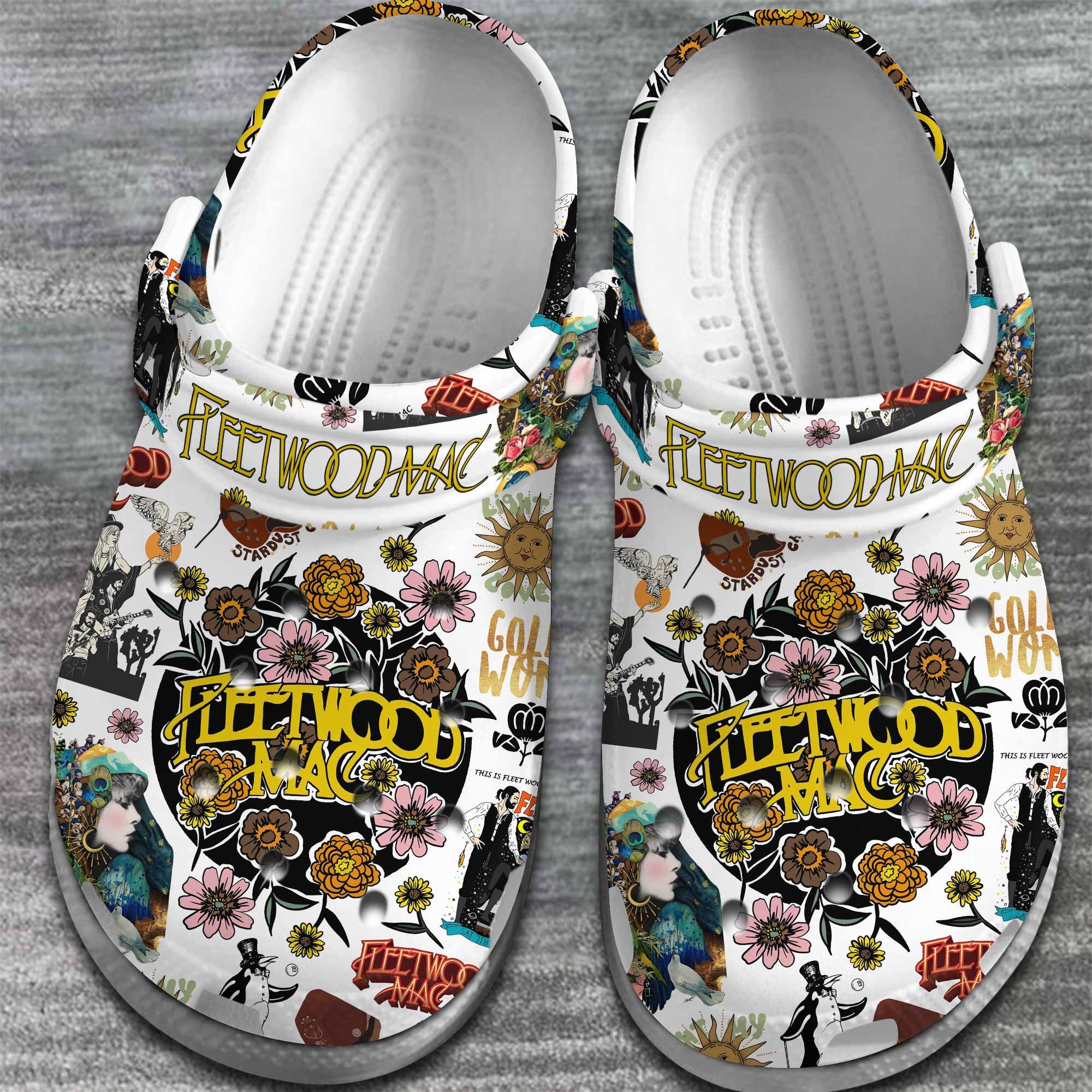 Merchidea Fleetwood Mac Band Music Crocs Crocband Clogs Shoes Comfortable For Men Women and Kids